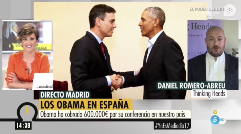 Daniel Romero-Abreu, de Thinking Head: “La visita como conferenciante de Obama a España habrá costado un millón de dolares»